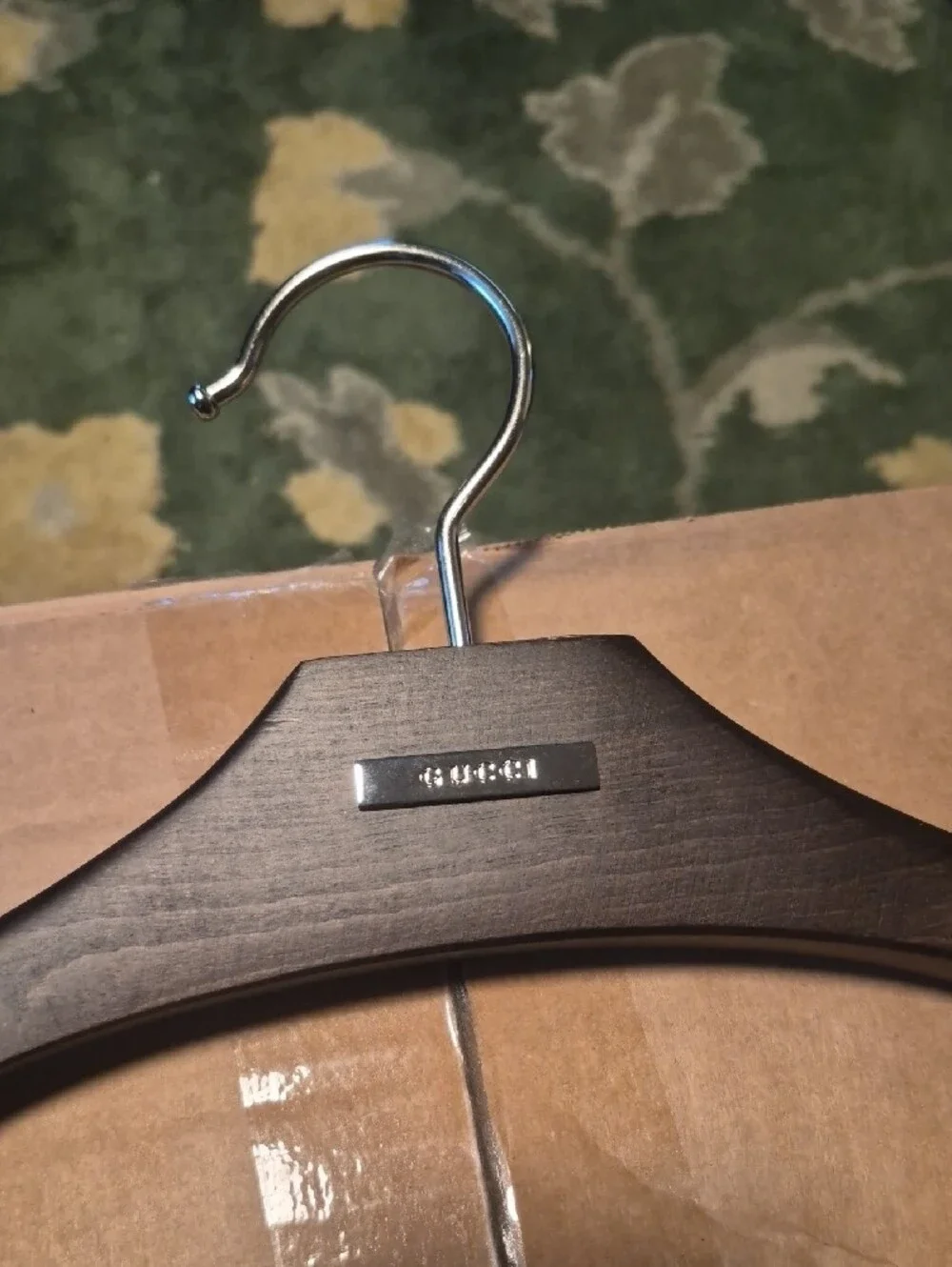 Gucci Dark Brown Wood Suit Hangers with Silver Metal Accents